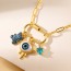 Fashion Blue Bear Heart Heart Paperclip Pendant Necklace In Copper With Zirconia Eyes