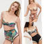 Fashion 3# Polyester Print High Waist One-piece Swimsuit