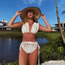 Fashion White Polyester Lace One-piece Swimsuit