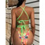 Fashion Color Polyester Print Tie Swimsuit