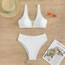 Fashion White Polyester Honeycomb High Waist Two-piece Swimsuit