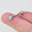 Fashion White (2 Pieces) Stainless Steel Round Opal Piercing Tongue Nail