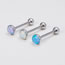Fashion Blue (2 Pieces) Stainless Steel Round Opal Piercing Tongue Nail