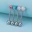 Fashion Sea Blue Diamond (2 Pieces) Stainless Steel Diamond Ball Perforated Tongue Nail
