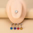 Fashion 5 Color Mix (2) Stainless Steel Round Oil Drip Glitter Sequin Piercing Tongue Nails