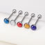Fashion 5 Color Mix (2) Stainless Steel Round Oil Drip Glitter Sequin Piercing Tongue Nails