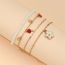 Fashion Gold Alloy Bead Flower Anklet Set Of 4  Alloy