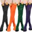 Fashion Green And Black - Thin Strips / Pumpkin 3 Halloween Card Via Knee Socks  Polyester %28polyester%29