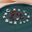Fashion Red Flower Stud Earrings Copper Geometric Floral Stud Earrings (single)