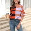 Fashion Khaki Acrylic-paneled Striped Color-blocking Crewneck Knitted Sweater