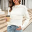 Fashion White Acrylic Ribbed Knit Pullover Sweater