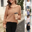 Fashion Pink Solid Color Knit Pullover
