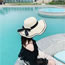 Fashion Mc Bow Tie Rice Straw Lace Sun Hat
