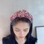 Fashion Red Velvet Rhinestone Flower Wide-brimmed Headband