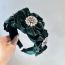 Fashion Black Velvet Rhinestone Flower Wide-brimmed Headband
