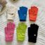 Fashion Grass Green Bear Embroidered Knitted Five-finger Gloves