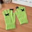 Fashion Dark Green Wool Knitted Bow Five-finger Gloves