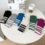 Fashion Ebony Color Polyester Striped Knitted Gloves