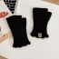 Fashion Ebony Color Solid Color Lace Knitted Half Finger Gloves