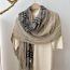 Fashion Apricot Cotton And Linen Plaid Pleated Scarf