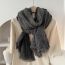 Fashion Apricot Cotton And Linen Floral Fur-edged Scarf