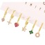 Fashion Color Set Of 6 Copper Inlaid Zircon Heart Pentagram Flower Earrings