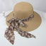 Fashion Camel Straw Wide Brim Print Tie-up Sun Hat