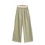 Fashion Gray Green Linen Lace-up Straight-leg Trousers
