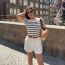 Fashion Black And White Stripes Striped Knitted Crew Neck Sweater