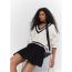 Fashion White Color Block Knitted V-neck Sweater