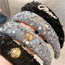 Fashion Gold Round Buckle Gray Fabric Sequined Wide-brimmed Headband