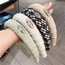 Fashion White Metal Label Wool Knitted Wide-brimmed Headband