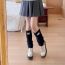 Fashion Taro Powder Vertical Striped Knitted Patch Calf Socks