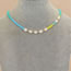 Fashion 1# Color Block Polymer Clay Pearl Bead Necklace