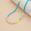 Fashion 1# Color Block Polymer Clay Pearl Bead Necklace