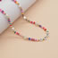 Fashion 2# Color Block Polymer Clay Pearl Letter Beads Necklace