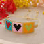 Fashion Gold Rice Beads Braided Three-color Peach Heart Bracelet