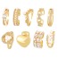 Fashion Golden 6 Copper Set Zircon Pearl Double Row Ring
