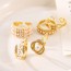 Fashion Golden 3 Copper Set Zirconia Geometric Ring
