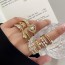 Fashion Golden 8 Copper Set Zirconia Pearl Cross Ring
