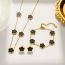 Fashion Earrings Black Shell Gold Stainless Steel Mother-of-pearl Flower Earrings