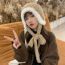 Fashion Color Buckle Light Khaki Colorful Button Plush Knitted Hood