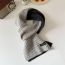 Fashion Oatmeal Black Colorblock Striped Knitted Patch Scarf