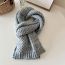 Fashion Mist Blue Pineapple Pattern Solid Color Knitted Scarf