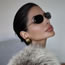 Fashion Silver All Gray Rimless Cut-edge Diamond Oval Sunglasses