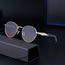 Fashion Black Flower Legs Golden Tea Blue Rimless Cut-edge Metal Oval Sunglasses
