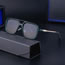 Fashion Transparent Gray Silver A Blue Pc Square Large Frame Double Bridge Sunglasses