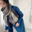 Fashion Blue Imitation Cashmere Knitted Plaid Scarf