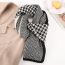 Fashion Khaki Faux Cashmere Knitted Houndstooth Rippled Reversible Scarf