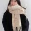 Fashion Apricot Color Faux Cashmere Knitted Plaid Fringed Scarf